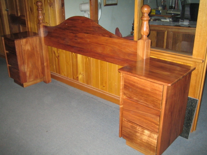 Blackwood bed head & side drawers
