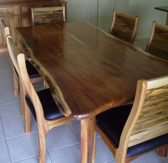 Blackwood dining table with natural edge