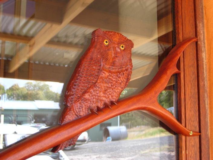 Carved owl door